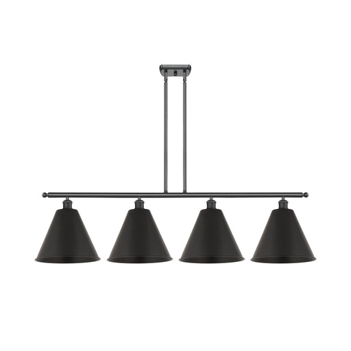 Innovations Berkshire 50in 4-Light Island Light | Industrial Farmhouse Matte Black Steel and Cast Brass with Matte Black Metal | Model 516-4I-BK-MBC-12-BK