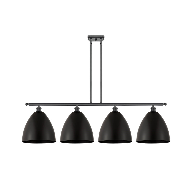 Innovations Bristol 50in 4-Light Island Light | Industrial Farmhouse Matte Black Steel and Matte Black Metal Shade | Model 516-4I-BK-MBD-12-BK-LED