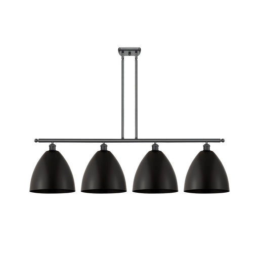 Innovations Bristol 50in 4-Light Island Light | Industrial Farmhouse Matte Black Steel and Matte Black Metal Shade | Model 516-4I-BK-MBD-12-BK-LED