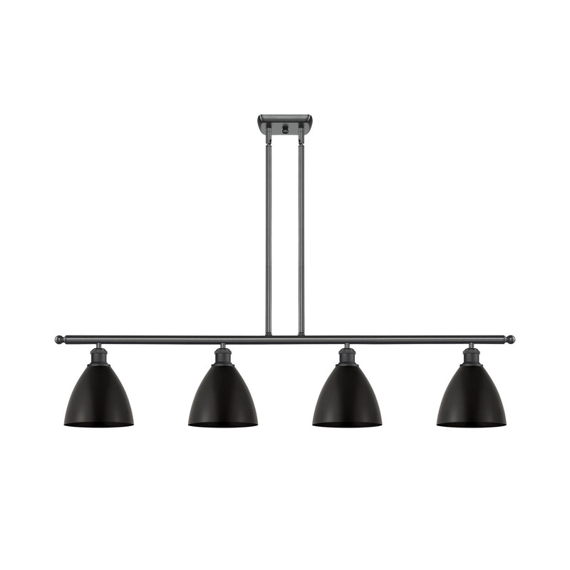 Innovations Bristol 48in 4-Light Island Light | Industrial Farmhouse Matte Black Steel and Matte Black Metal Shade | Kitchen | Model 516-4I-BK-MBD-75-BK