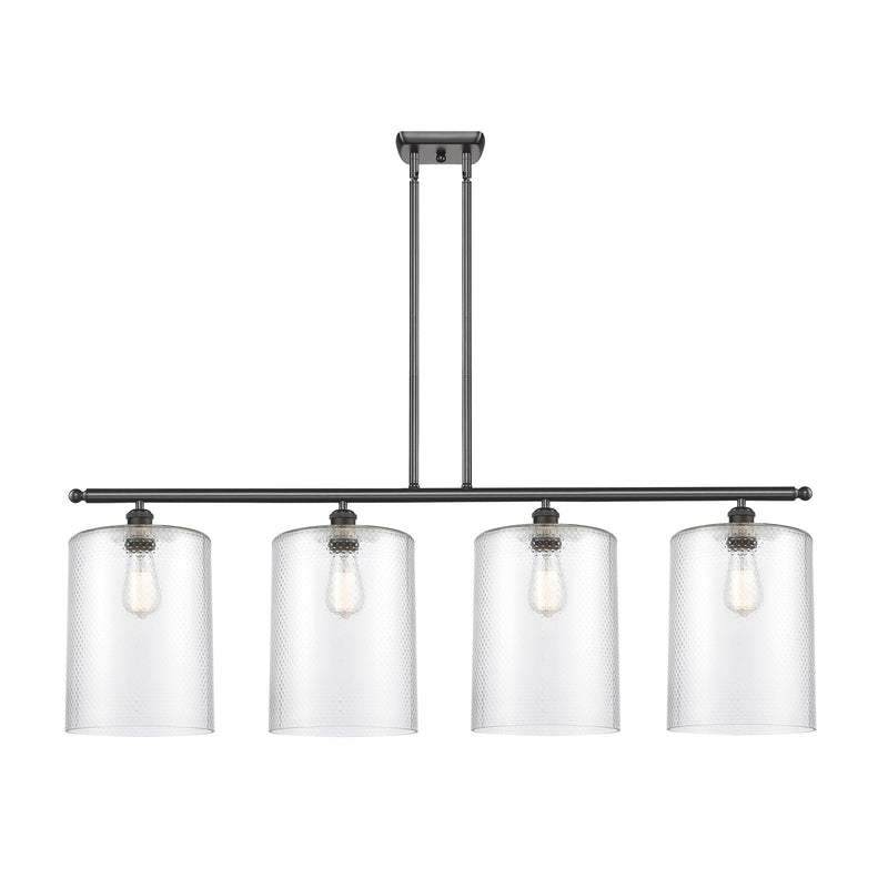 Innovations Cobbleskill 48in 4-Light Island Light | Art Nouveau Industrial Oil Rubbed Bronze Steel and Clear Glass | Kitchen | Model 516-4I-OB-G112-L