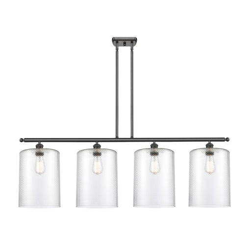 Innovations Cobbleskill 48in 4-Light Island Light | Art Nouveau Industrial Oil Rubbed Bronze Steel and Clear Glass | Kitchen | Model 516-4I-OB-G112-L