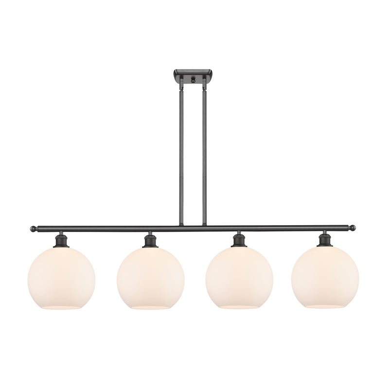 Innovations Athens 48in 4-Light Island Light | Industrial Oil Rubbed Bronze Steel and Matte White Glass | Kitchen Island & | Model 516-4I-OB-G121-10