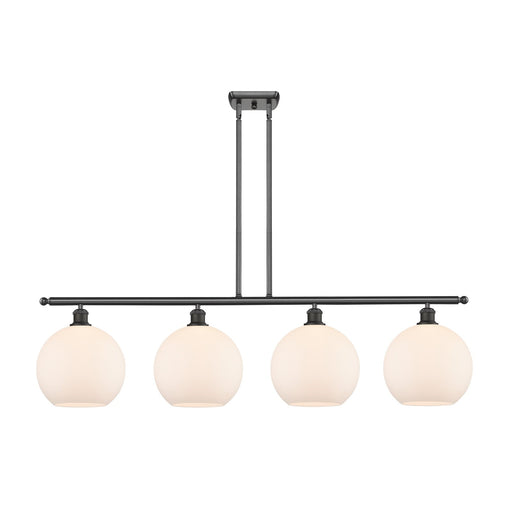 Innovations Athens 48in 4-Light Island Light | Industrial Oil Rubbed Bronze Steel and Matte White Glass | Kitchen Island & | Model 516-4I-OB-G121-10