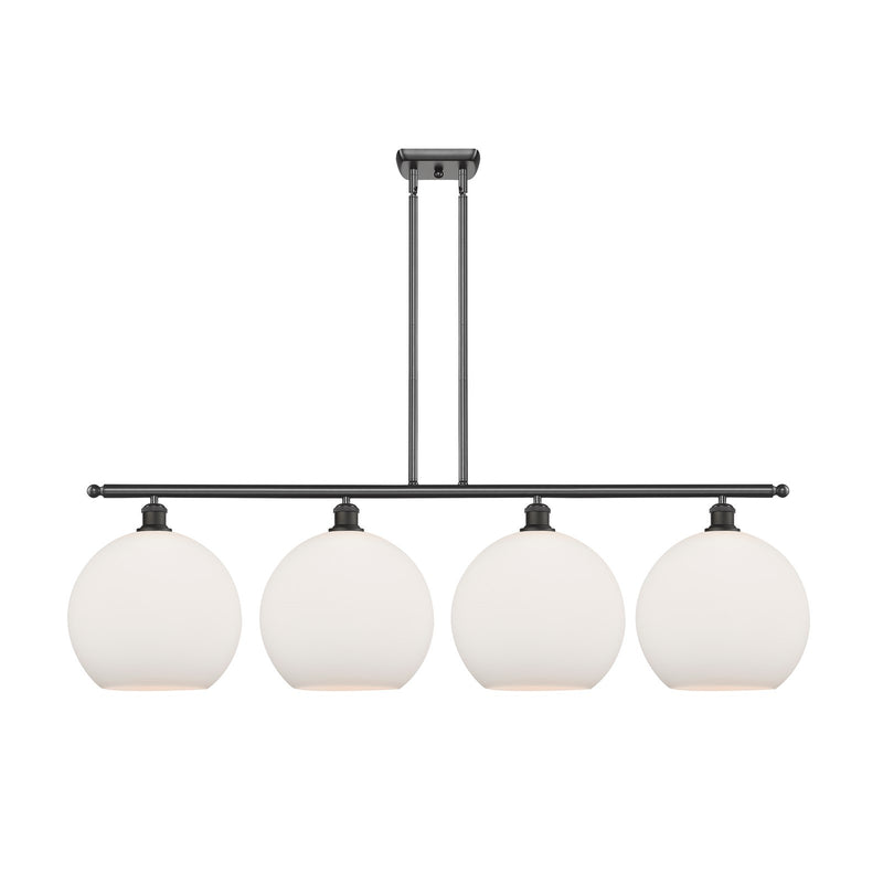 Innovations Athens 50in 4-Light Island Light | Industrial Oil Rubbed Bronze Steel and Matte White Glass | Kitchen Island & | Model 516-4I-OB-G121-12