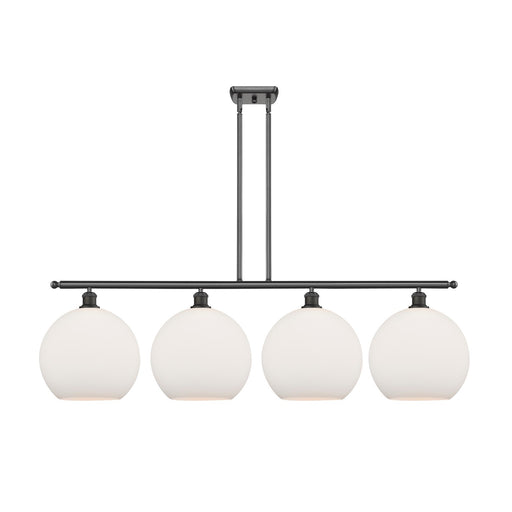 Innovations Athens 50in 4-Light Island Light | Industrial Oil Rubbed Bronze Steel and Matte White Glass | Kitchen Island & | Model 516-4I-OB-G121-12