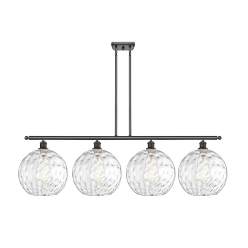 Innovations Athens Water Glass 50in 4-Light Island Light | Industrial Oil Rubbed Bronze Steel and Clear Glass | Kitchen Island | Model 516-4I-OB-G1215-12