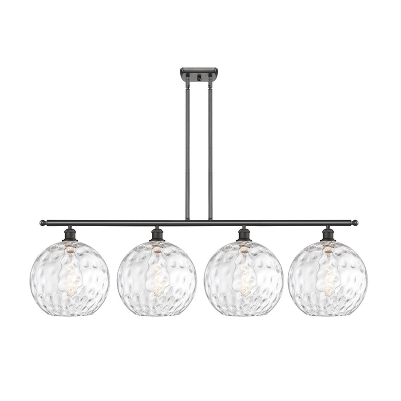 Innovations Athens Water Glass 50in 4-Light Island Light | Industrial Oil Rubbed Bronze Steel and Clear Glass | Kitchen Island | Model 516-4I-OB-G1215-12