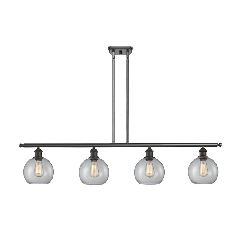 Innovations Athens 48in 4-Light Island Light | Industrial Oil Rubbed Bronze Steel and Clear Glass | Kitchen Island & Dining Room | Model 516-4I-OB-G122-10