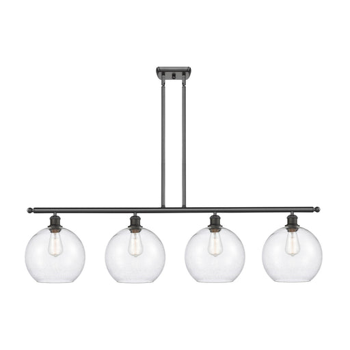 Innovations Athens 48in 4-Light Island Light | Industrial Oil Rubbed Bronze Steel and Seedy Glass | Kitchen Island & Dining Room | Model 516-4I-OB-G124-10