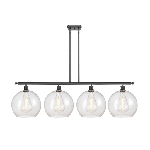 Innovations Athens 50in 4-Light Island Light | Industrial Oil Rubbed Bronze Steel and Seedy Glass | Kitchen Island & Dining Room | Model 516-4I-OB-G124-12