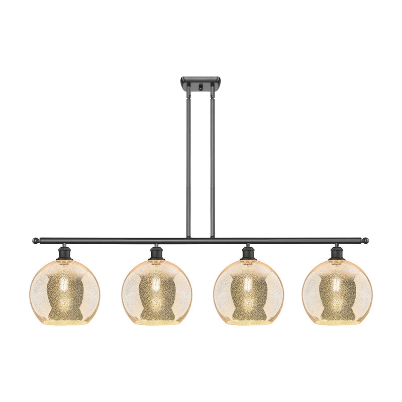 Innovations Athens 48in 4-Light Island Light | Industrial Oil Rubbed Bronze Steel and Mercury Glass | Kitchen Island & Dining | Model 516-4I-OB-G128-10