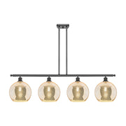 Innovations Athens 48in 4-Light Island Light | Industrial Oil Rubbed Bronze Steel and Mercury Glass | Kitchen Island & Dining | Model 516-4I-OB-G128-10