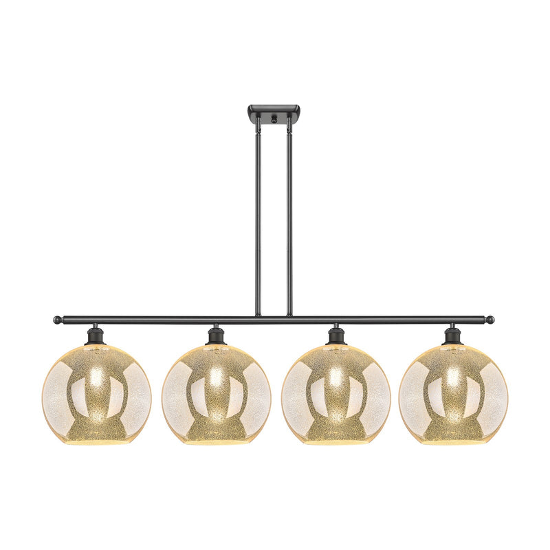 Innovations Athens 50in 4-Light Island Light | Industrial Oil Rubbed Bronze Steel and Mercury Glass | Kitchen Island & Dining | Model 516-4I-OB-G128-12