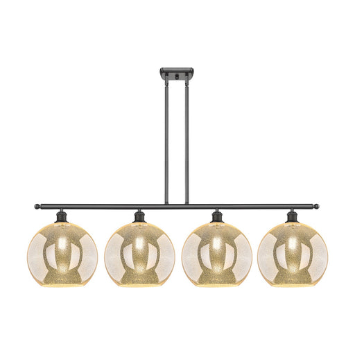Innovations Athens 50in 4-Light Island Light | Industrial Oil Rubbed Bronze Steel and Mercury Glass | Kitchen Island & Dining | Model 516-4I-OB-G128-12