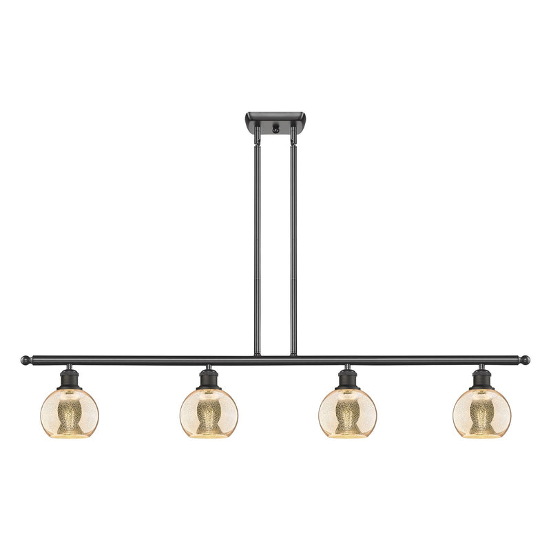 Innovations Athens 48in 4-Light Island Light | Industrial Oil Rubbed Bronze Steel and Mercury Glass | Kitchen Island & Dining | Model 516-4I-OB-G128-6