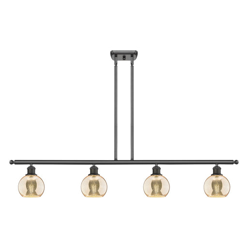 Innovations Athens 48in 4-Light Island Light | Industrial Oil Rubbed Bronze Steel and Mercury Glass | Kitchen Island & Dining | Model 516-4I-OB-G128-6