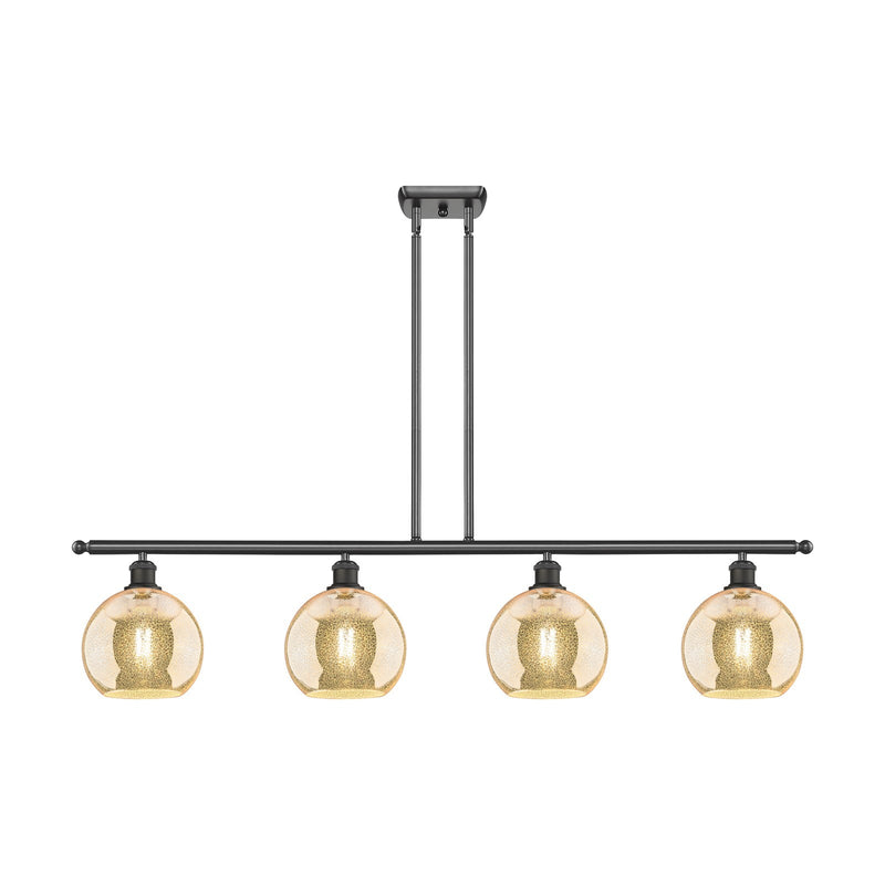 Innovations Athens 48in 4-Light Island Light | Industrial Oil Rubbed Bronze Steel and Mercury Glass | Kitchen Island & Dining | Model 516-4I-OB-G128-8