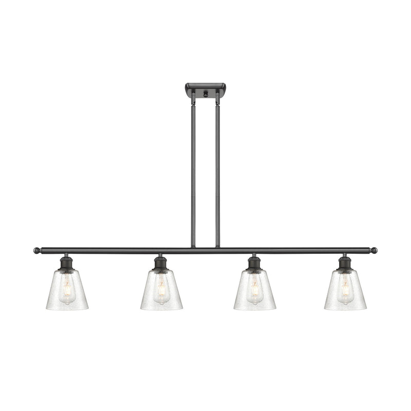 Innovations Caton 48in 4-Light Island Light | Industrial Oil Rubbed Bronze Steel and Frosted Glass | Kitchen Island & Dining Room | Model 516-4I-OB-G454