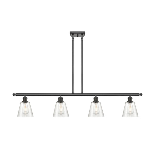 Innovations Caton 48in 4-Light Island Light | Industrial Oil Rubbed Bronze Steel and Frosted Glass | Kitchen Island & Dining Room | Model 516-4I-OB-G454