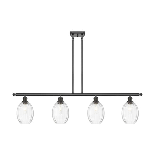 Innovations Preston Bulb 48in 4-Light Island Light | Industrial Oil Rubbed Bronze Steel and Clear Glass | Kitchen Island & | Model 516-4I-OB-G459-6CL