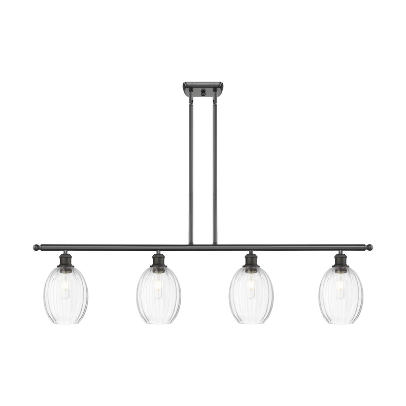 Innovations Preston Bulb 48in 4-Light Island Light | Industrial Oil Rubbed Bronze Steel and Clear Glass | Kitchen Island & | Model 516-4I-OB-G459-6CL