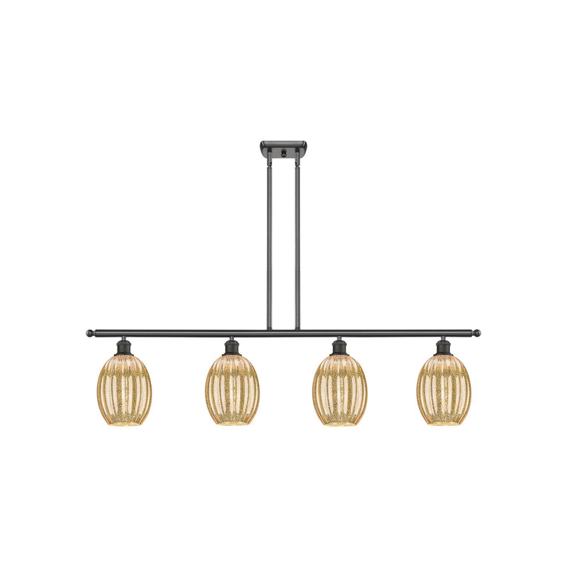 Innovations Preston Bulb 48in 4-Light Island Light | Industrial Oil Rubbed Bronze Steel and Mercury Glass | Kitchen Island & | Model 516-4I-OB-G459-6ME