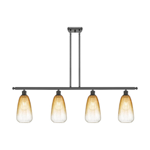 Innovations Brookhaven Almond 48in 4-Light Island Light | Industrial Oil Rubbed Bronze Steel and Amber Glass | Kitchen Island | Model 516-4I-OB-G480-6AM
