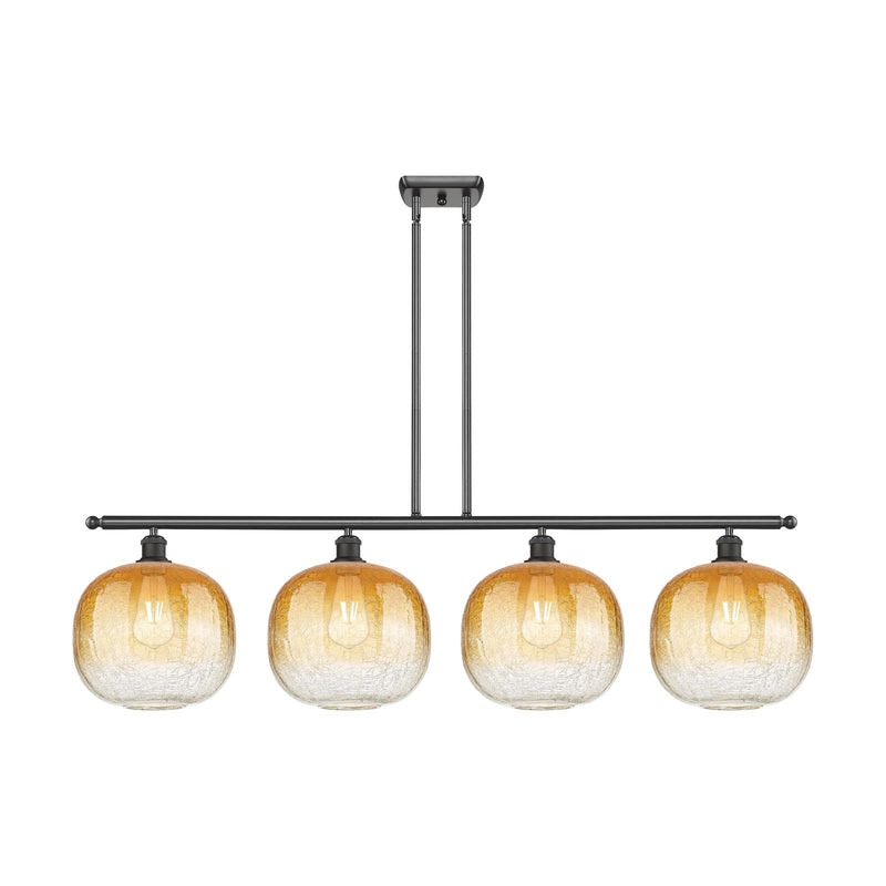 Innovations Brookhaven Sphere 49in 4-Light Island Light | Industrial Oil Rubbed Bronze Steel and Amber Glass | Kitchen Island | Model 516-4I-OB-G481-10AM