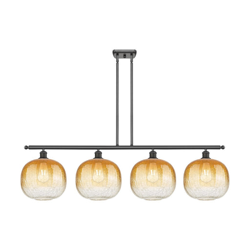 Innovations Brookhaven Sphere 49in 4-Light Island Light | Industrial Oil Rubbed Bronze Steel and Amber Glass | Kitchen Island | Model 516-4I-OB-G481-10AM