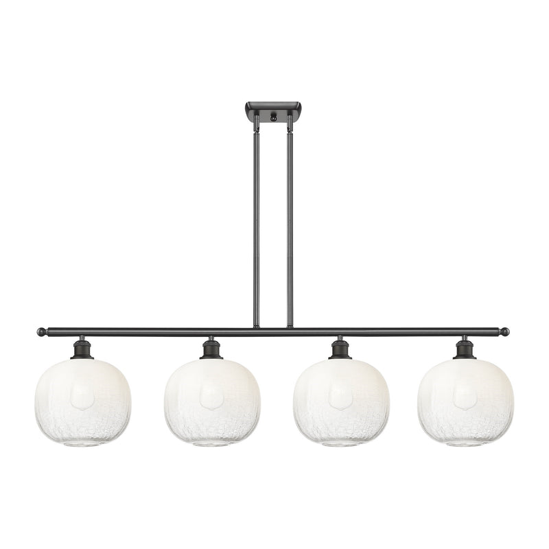 Innovations Brookhaven Sphere 49in 4-Light Island Light | Industrial Oil Rubbed Bronze Steel and Opal Glass | Kitchen Island & | Model 516-4I-OB-G481-10OP