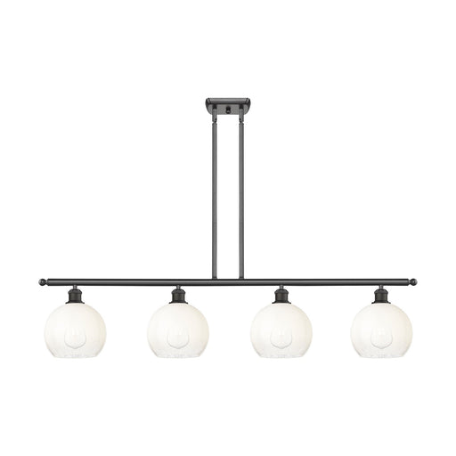 Innovations Brookhaven Globe 48in 4-Light Island Light | Industrial Oil Rubbed Bronze Steel and Opal Glass | Kitchen Island & | Model 516-4I-OB-G483-8OP