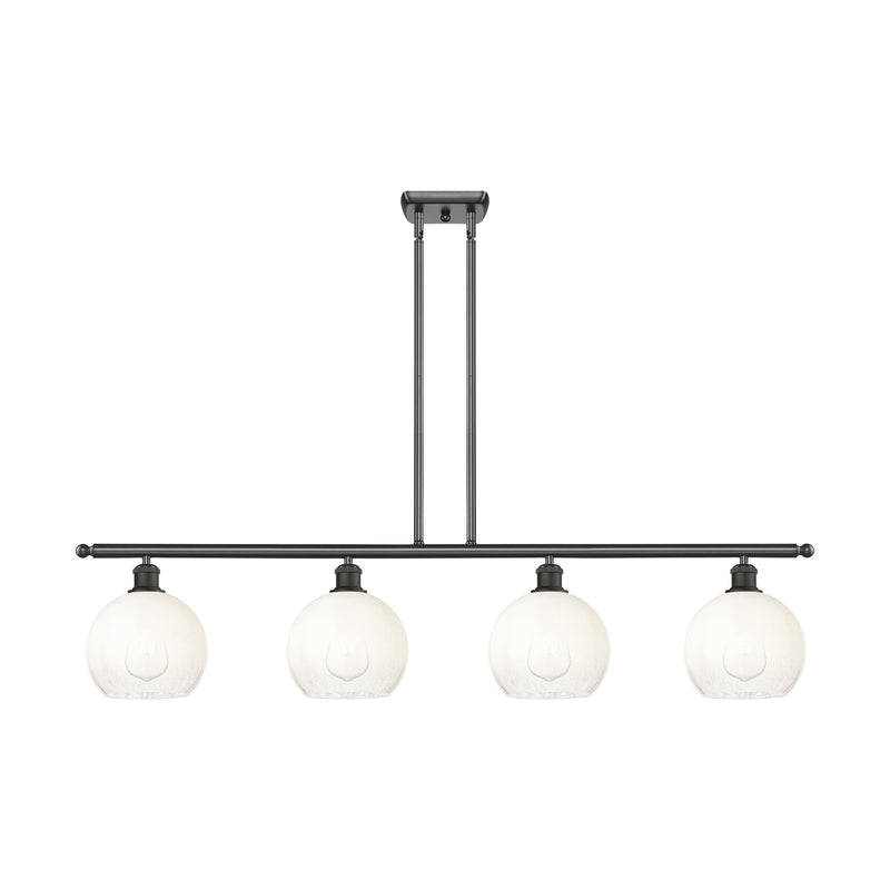 Innovations Brookhaven Globe 48in 4-Light Island Light | Industrial Oil Rubbed Bronze Steel and Opal Glass | Kitchen Island & | Model 516-4I-OB-G483-8OP