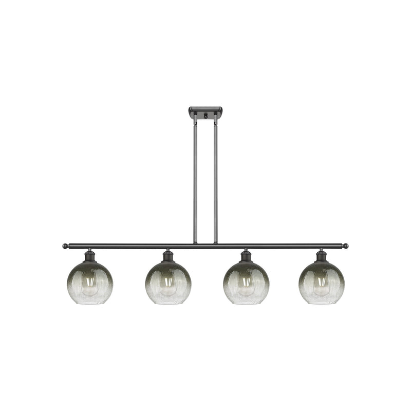 Innovations Brookhaven Globe 48in 4-Light Island Light | Industrial Oil Rubbed Bronze Steel and Slate Glass | Kitchen Island & | Model 516-4I-OB-G483-8SL