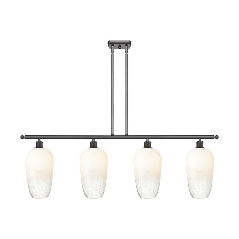 Innovations Brookhaven Flute 48in 4-Light Island Light | Industrial Oil Rubbed Bronze Steel and Opal Glass | Kitchen Island & | Model 516-4I-OB-G484-7OP