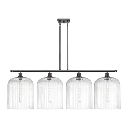 Innovations Bridal Veil 48in 4-Light Island Light | Art Nouveau Oil Rubbed Bronze Steel and Clear Ribbed Glass | Kitchen | Model 516-4I-OB-G559-12CL