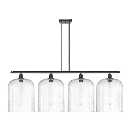 Innovations Bridal Veil 48in 4-Light Island Light | Industrial Oil Rubbed Bronze Steel and Seedy Bell Glass | Kitchen Island | Model 516-4I-OB-G559-12SDY
