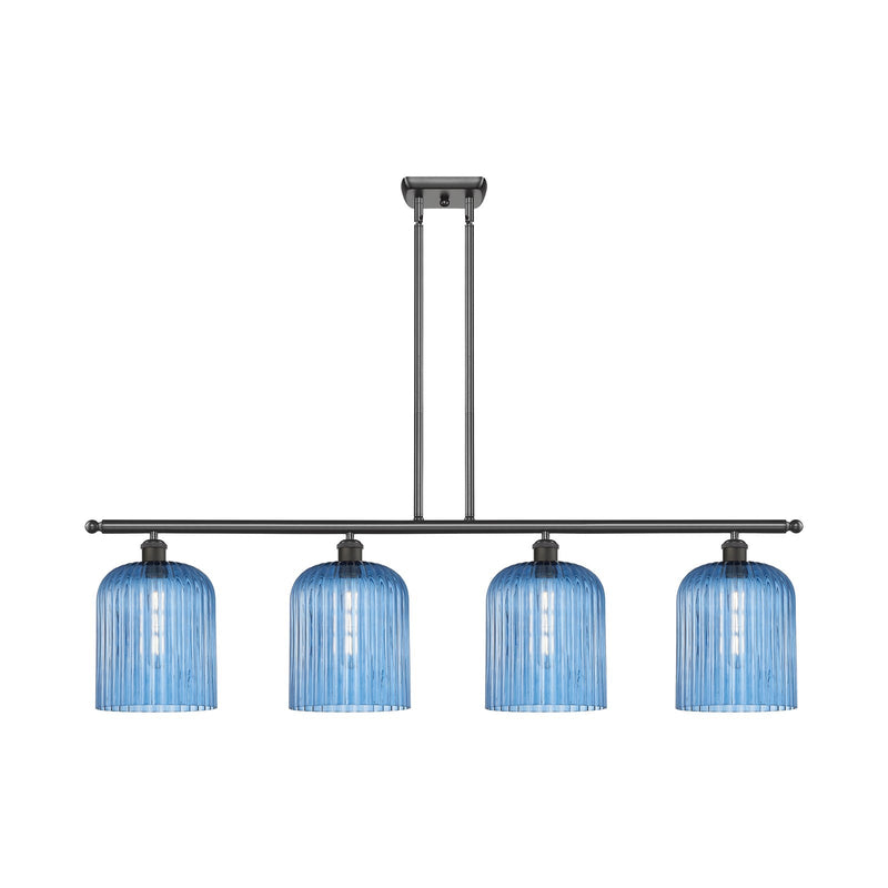 Innovations Bridal Veil 48in 4-Light Island Light | Art Nouveau Oil Rubbed Bronze and Princess Blue Glass | Kitchen Island | 48 | Model 516-4I-OB-G559-8BL