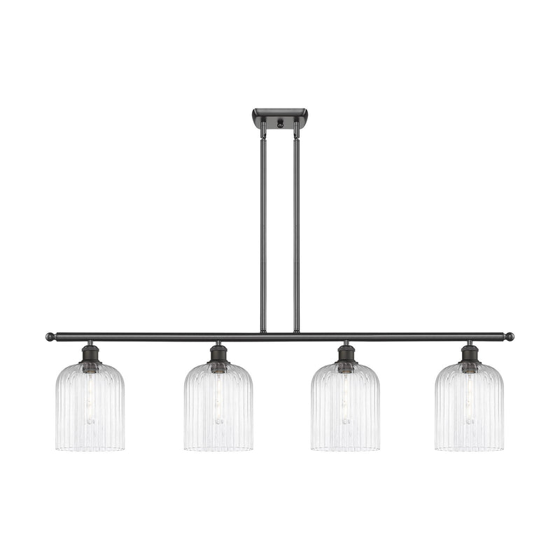 Innovations Bridal Veil 48in 4-Light Island Light | Art Nouveau Oil Rubbed Bronze Steel and Clear Ribbed Glass | Kitchen Island | Model 516-4I-OB-G559-8CL