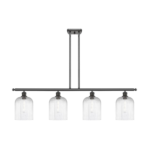 Innovations Bridal Veil 48in 4-Light Island Light | Art Nouveau Oil Rubbed Bronze Steel and Clear Ribbed Glass | Kitchen Island | Model 516-4I-OB-G559-8CL
