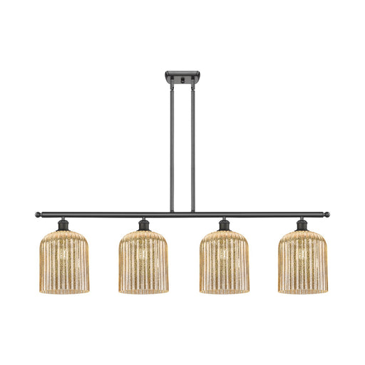 Innovations Bridal Veil 48in 4-Light Island Light | Art Nouveau Oil Rubbed Bronze Steel and Mercury Ribbed Glass | Kitchen | Model 516-4I-OB-G559-8ME
