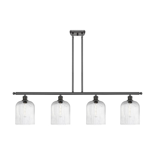 Innovations Bridal Veil 48in 4-Light Island Light | Art Nouveau Oil Rubbed Bronze Steel and Seedy Ribbed Glass | Kitchen | Model 516-4I-OB-G559-8SDY