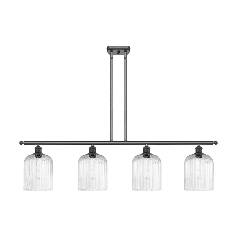 Innovations Bridal Veil 48in 4-Light Island Light | Art Nouveau Oil Rubbed Bronze Steel and Seedy Ribbed Glass | Kitchen | Model 516-4I-OB-G559-8SDY