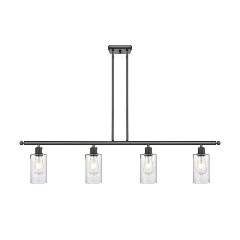 Innovations Clymer 48in 4-Light Island Light | Art Nouveau Oil Rubbed Bronze Steel and Seedy Glass | Kitchen Island & Dining Room | Model 516-4I-OB-G804