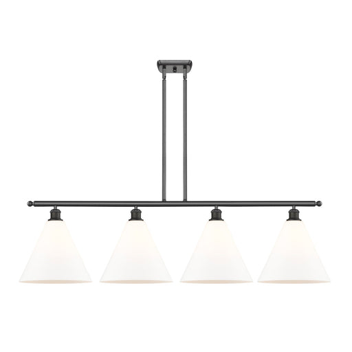 Innovations Berkshire 50in 4-Light Island Light | Industrial Oil Rubbed Bronze Steel and Matte White Glass | Kitchen Island & | Model 516-4I-OB-GBC-121