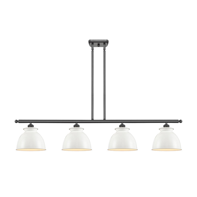 Innovations Adirondack 48in 4-Light Island Light | Industrial Farmhouse Oil Rubbed Bronze Steel and Glossy White Metal Shade | Model 516-4I-OB-M14-W