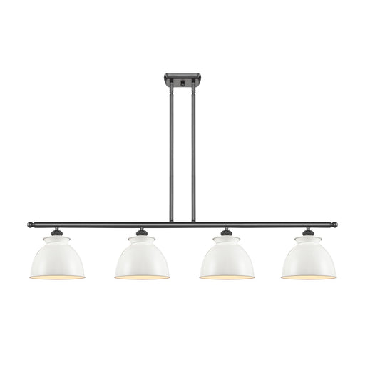 Innovations Adirondack 48in 4-Light Island Light | Industrial Oil Rubbed Bronze Steel and Glossy White Metal Shade | Kitchen | Model 516-4I-OB-M14-W-LED