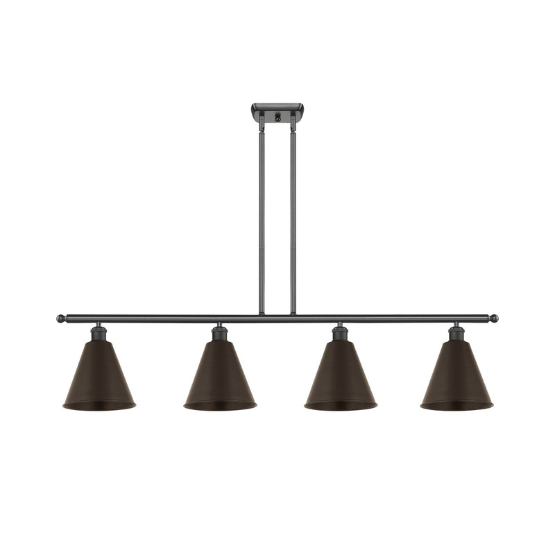 Innovations Berkshire 48in 4-Light Island Light | Industrial Farmhouse Oil Rubbed Bronze Steel and Cast Brass | Kitchen | Model 516-4I-OB-MBC-8-OB-LED