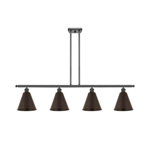 Innovations Berkshire 48in 4-Light Island Light | Industrial Farmhouse Oil Rubbed Bronze Steel and Cast Brass | Kitchen | Model 516-4I-OB-MBC-8-OB-LED