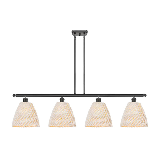 Innovations Bristol Natural 48in 4-Light Island Light | Farmhouse Oil Rubbed Bronze and Natural Fiber Dome Shade | Kitchen | Model 516-4I-OB-NBD-9-NAT